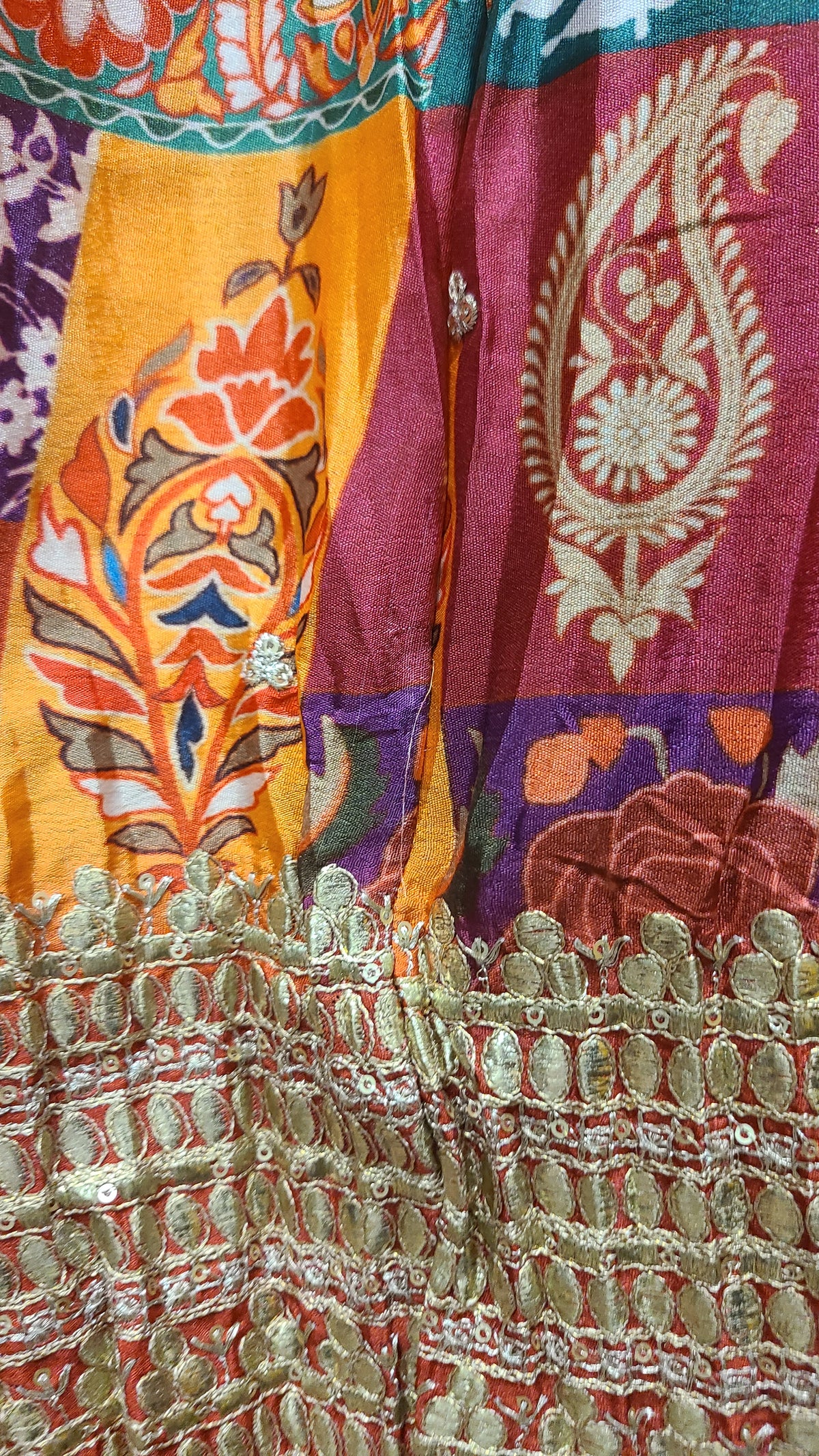 Patchwork Print Gota Lehenga