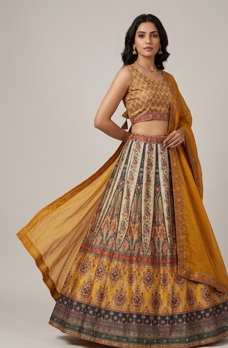 Yellow Multicolored Traditional Chaniya Choli