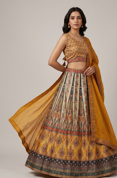 Yellow Multicolored Traditional Chaniya Choli