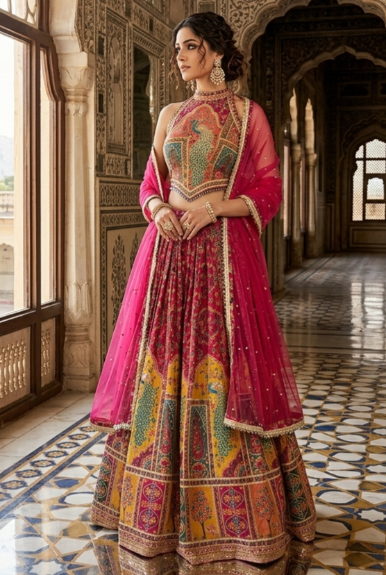 Peacock Sangeet Lehenga