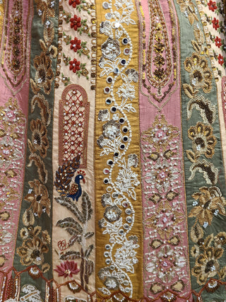 Rose Gold Bronze Embroidered Bridal Lehenga Set