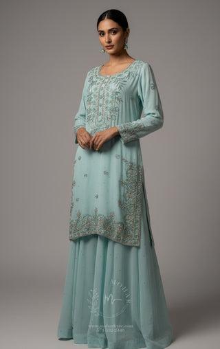 Pastel Aqua-Blue Lehenga Set