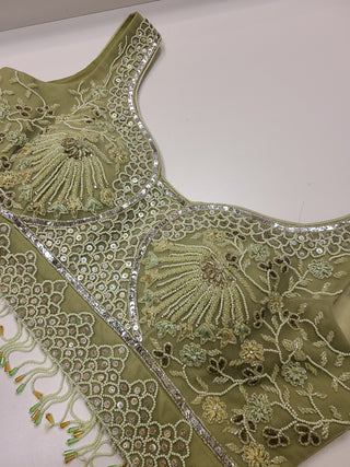 Sea Green Net Lehenga