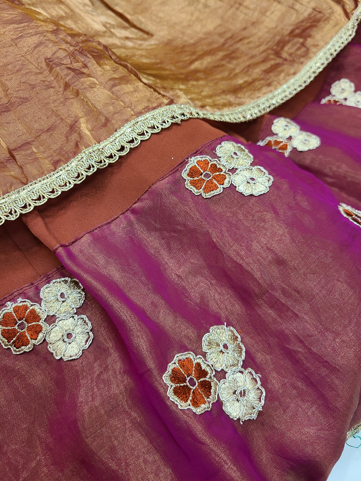 Rust Floral Lehenga Set