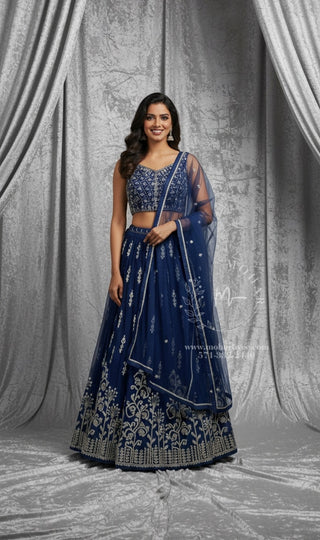 Royal Navy Blue Embellished Lehenga Choli