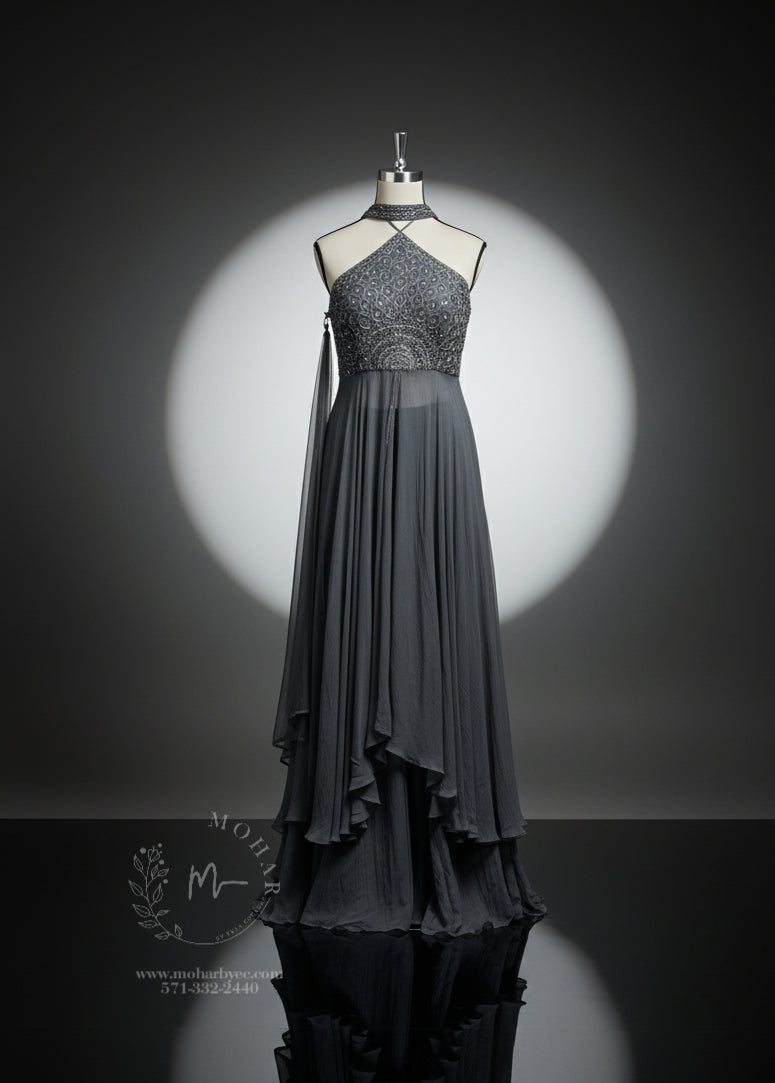 Dusty Grey Shade Indo-Western