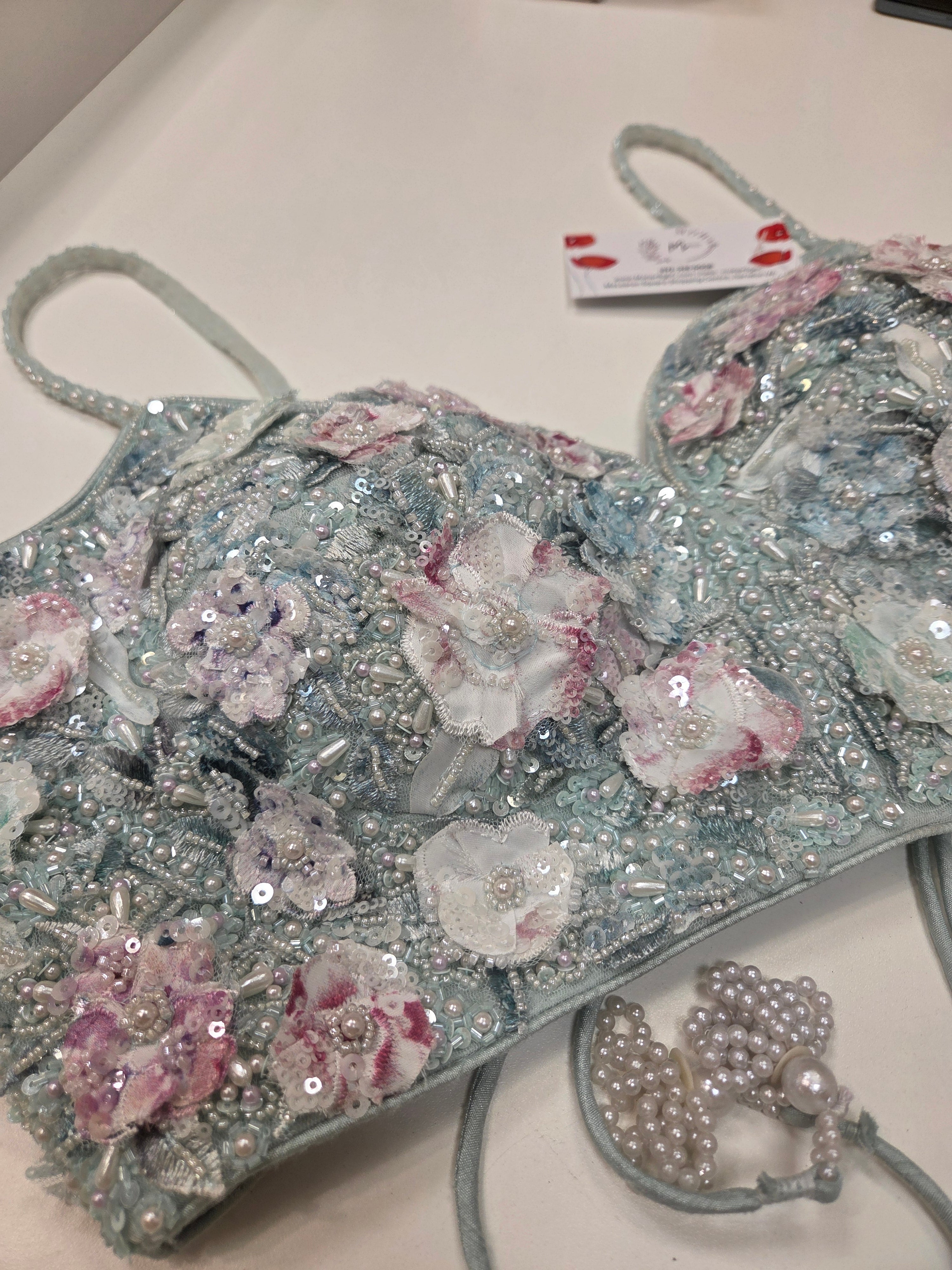 Powder Blue Floral Lehenga Set