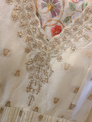 Ivory Embroidered Anarkali Ensemble