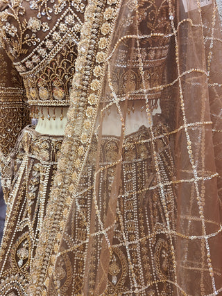 Bronze Sequin Embroidered Bridal Lehenga Set