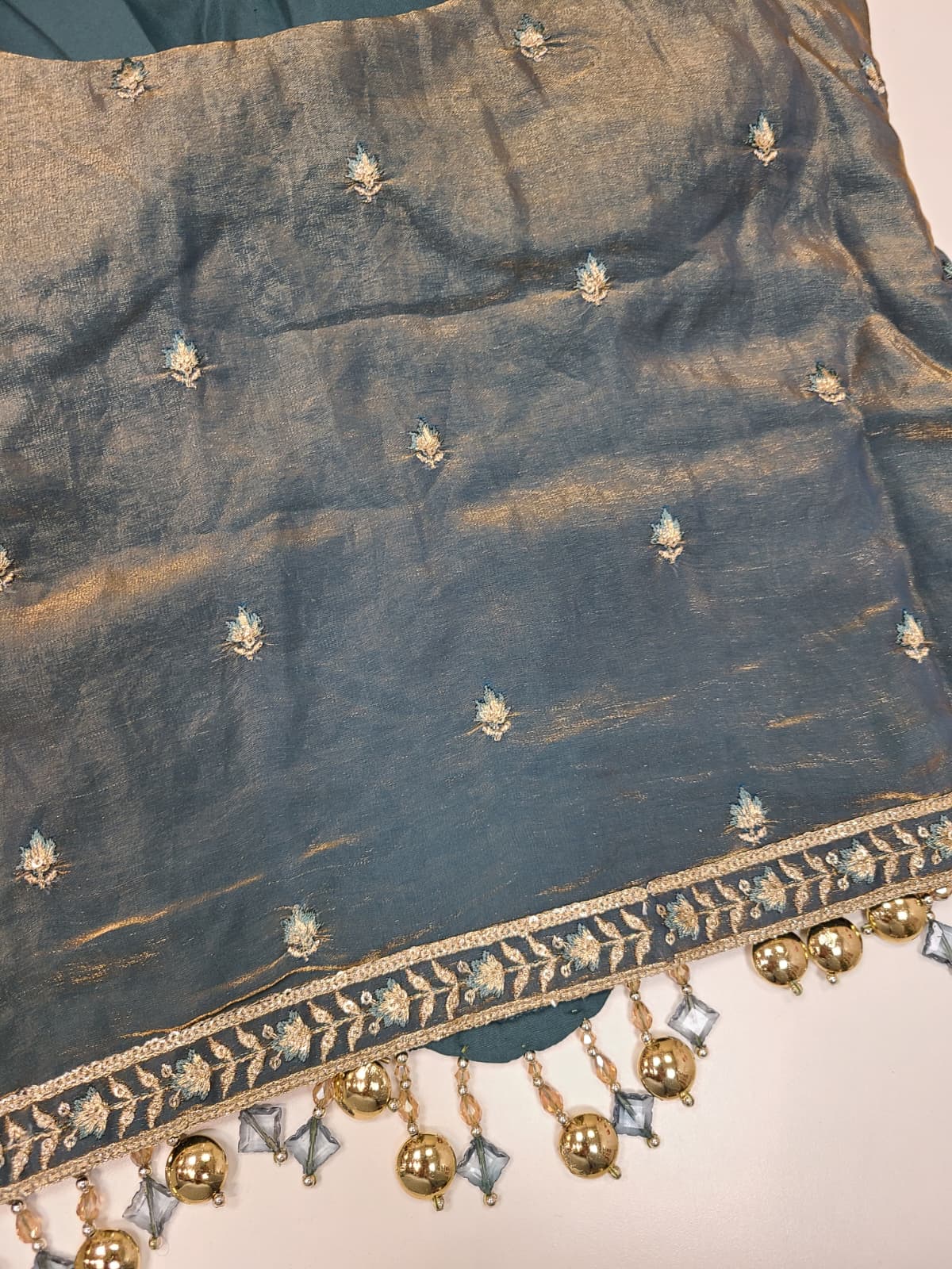Grey Gold Corset Lehenga