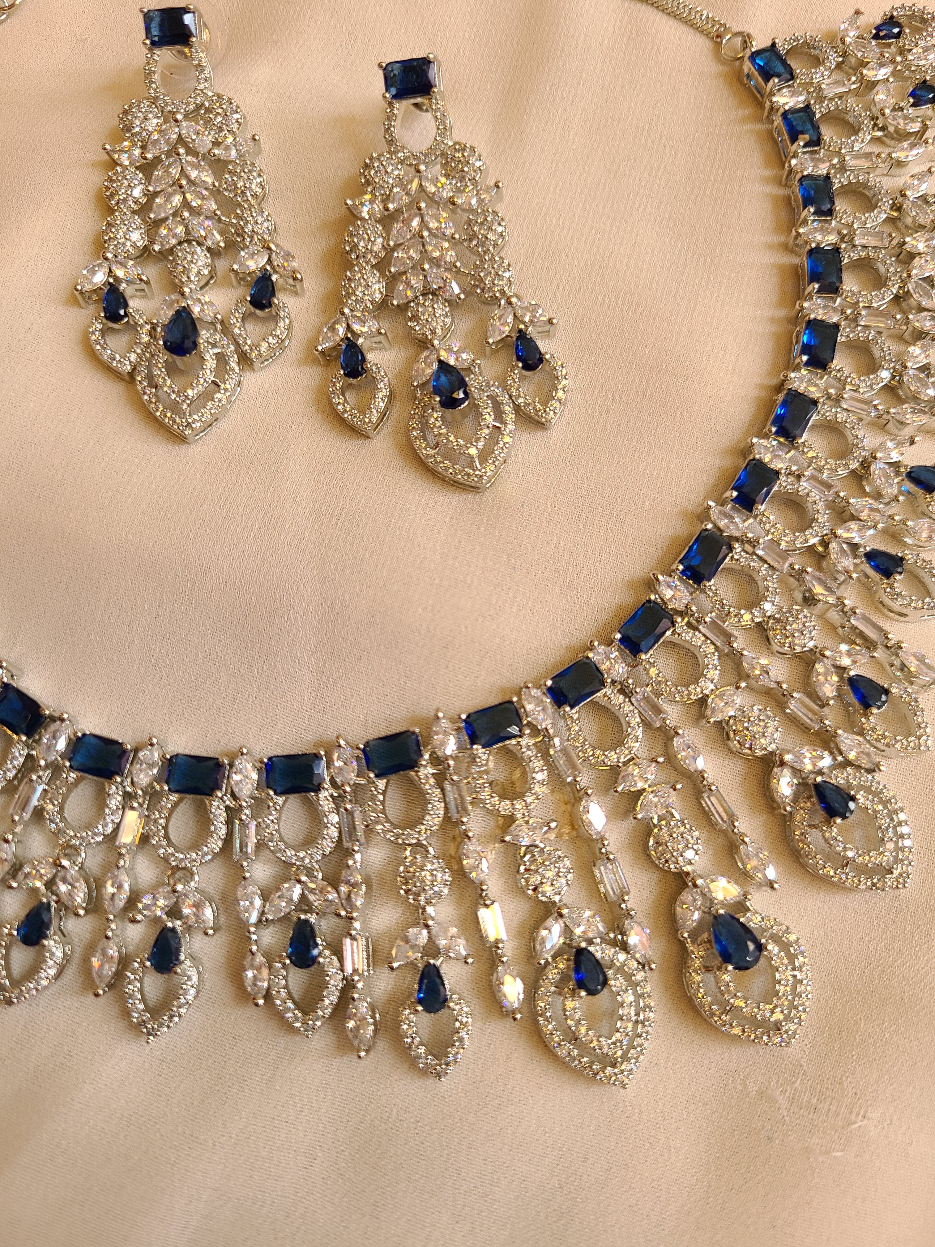 Blue CZ Necklace Set