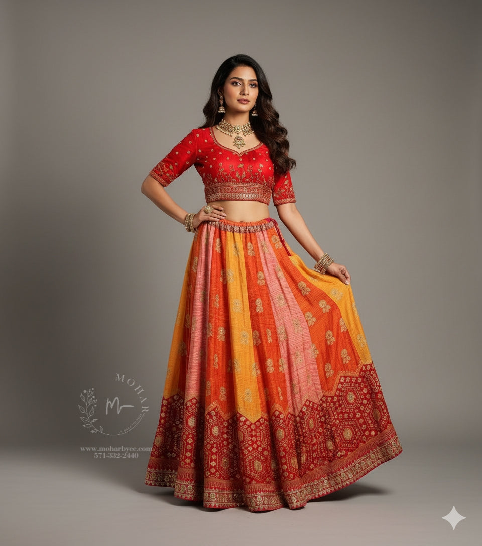 Bright Red Lehenga Set