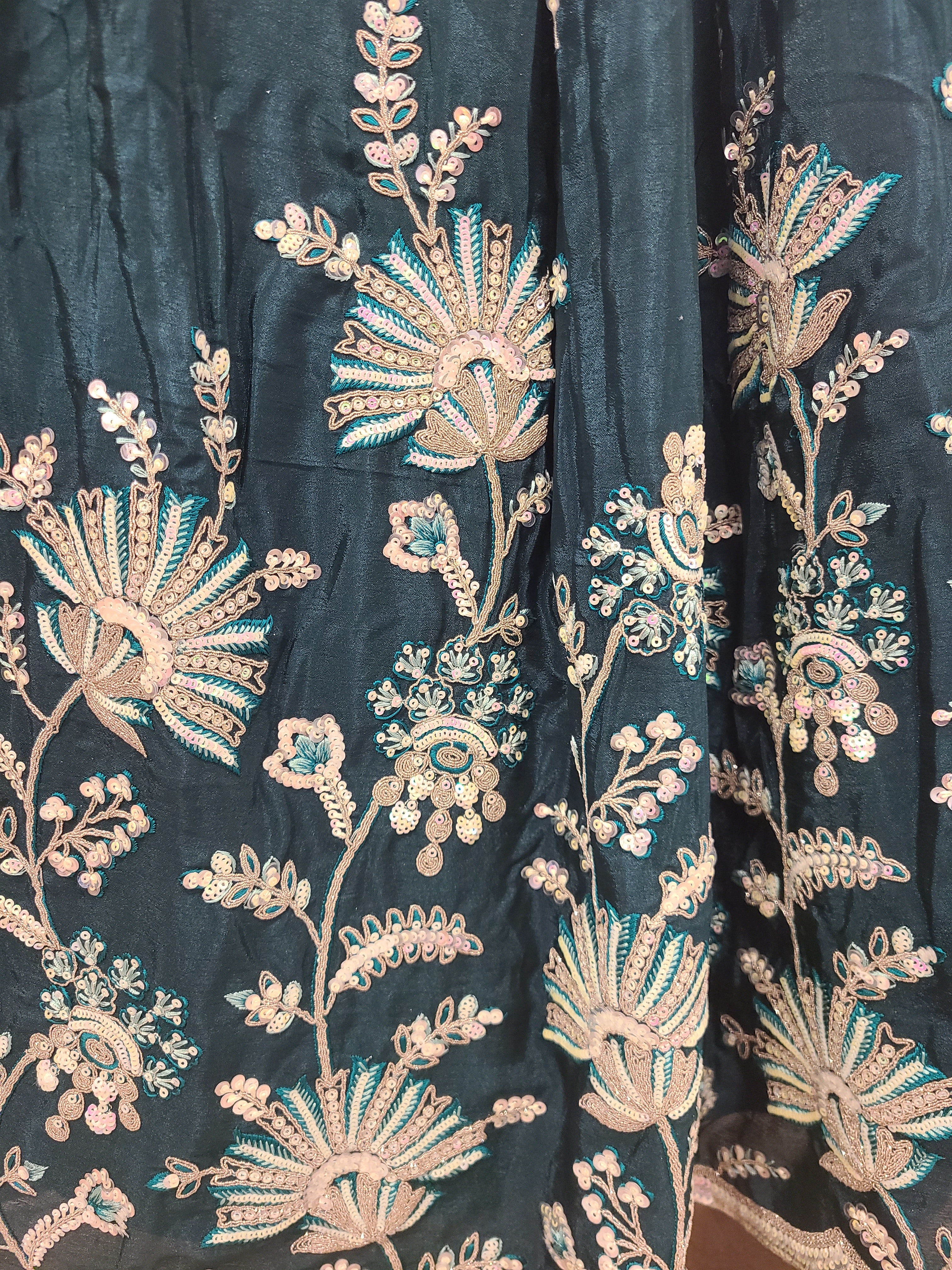 Emerald Green Silk Lehenga