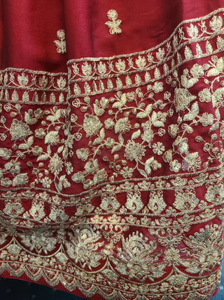 Embroidered Lehenga Choli with Gold Border - Maroon & Navy Blue