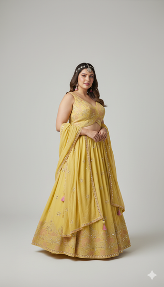 Lemon Yellow Haldi Lehenga