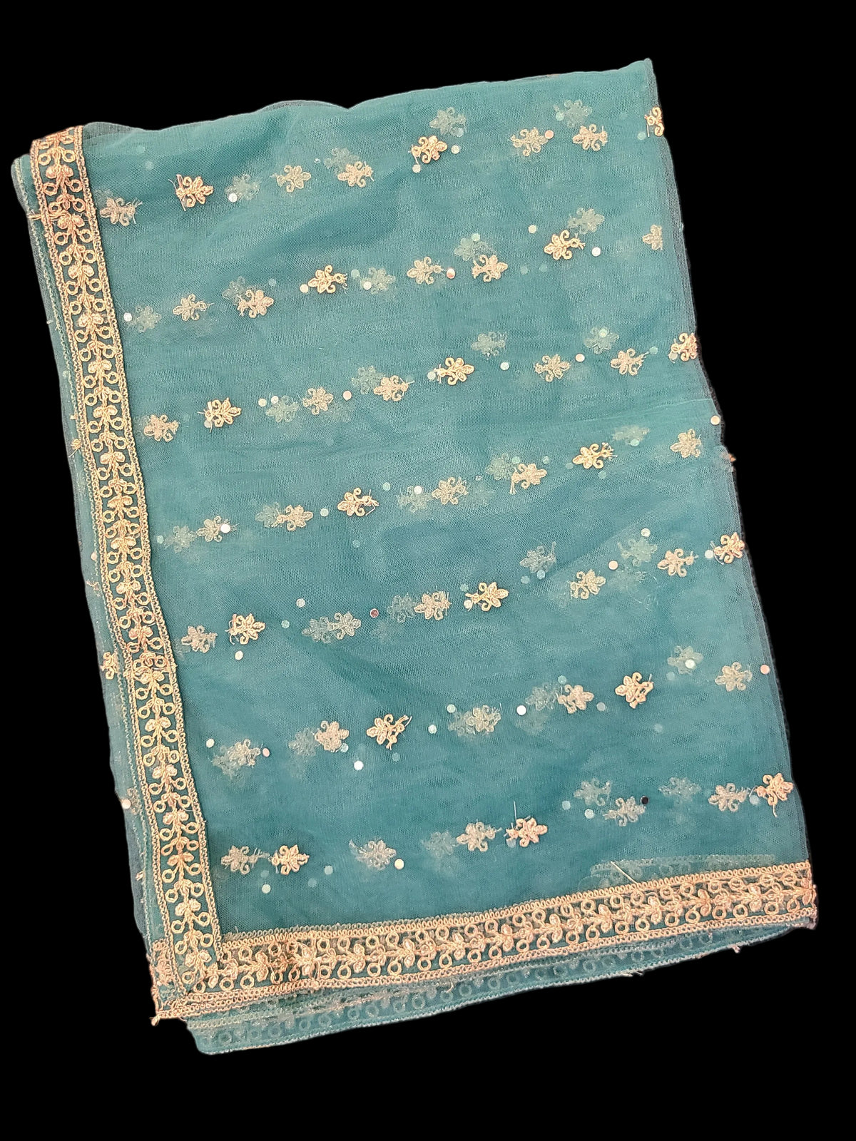Teal Gold Embroidered Lehenga
