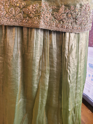 Olive Green Embroidered Sharara Suit Set