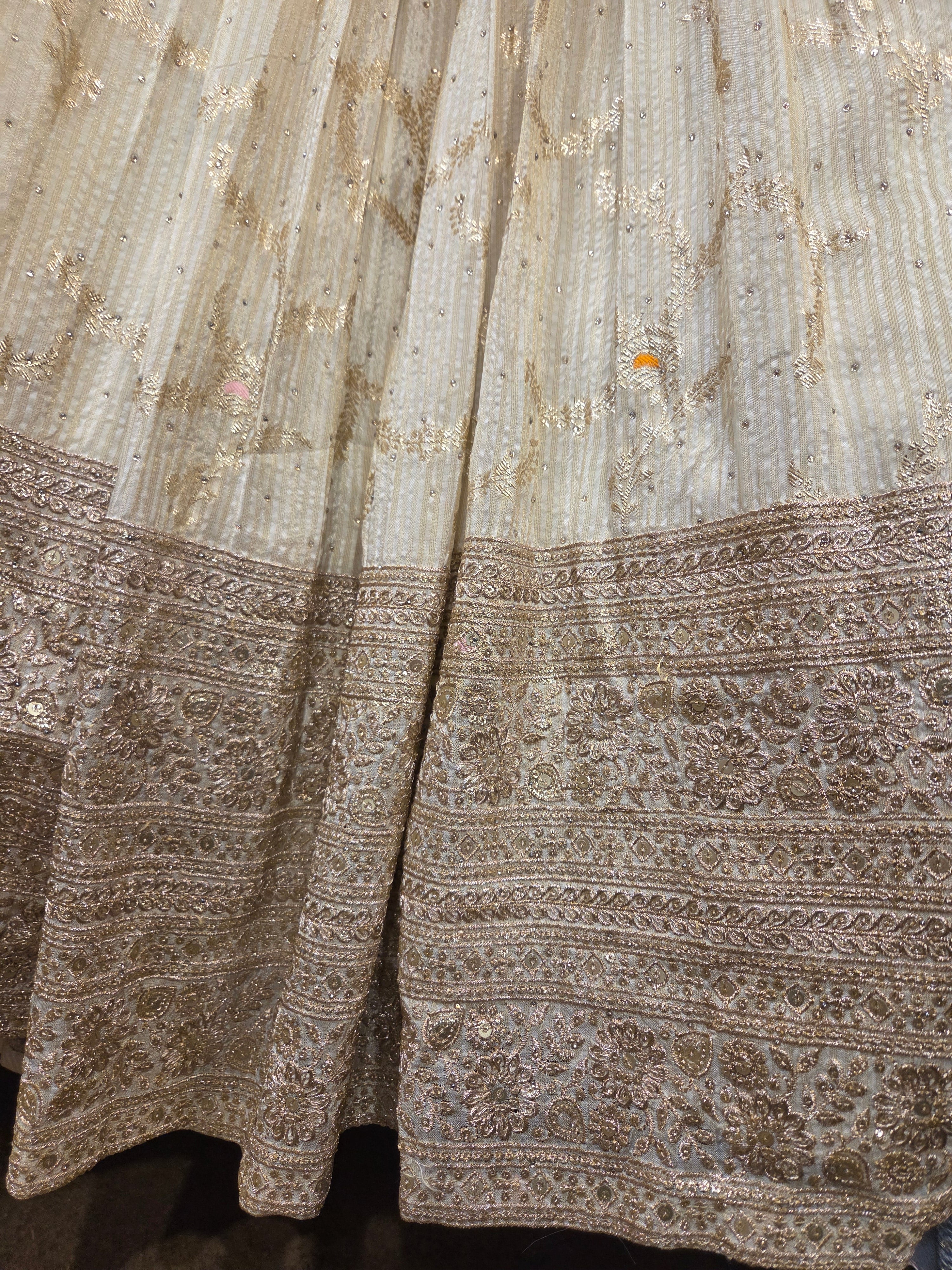 Off White Benarasi Silk Lehenga with Corset Blouse