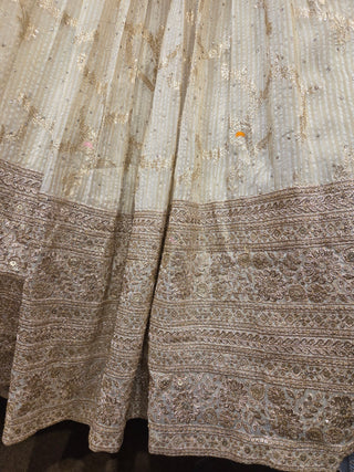 Off White Benarasi Silk Lehenga with Corset Blouse