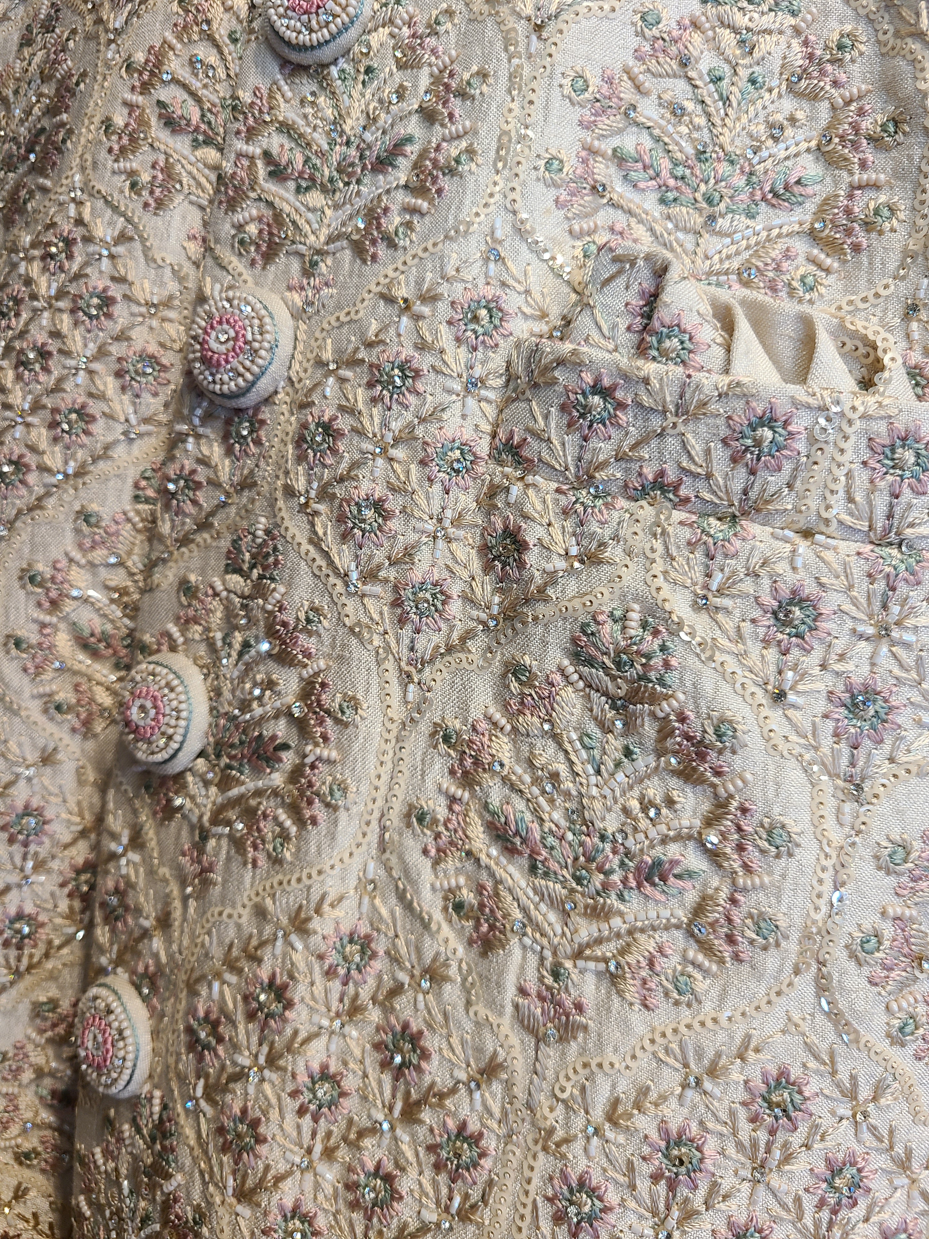 Ivory Embroidered Sherwani Set