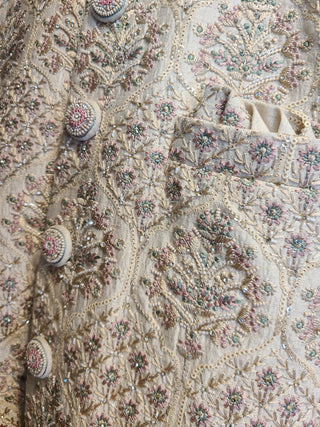 Ivory Embroidered Sherwani Set
