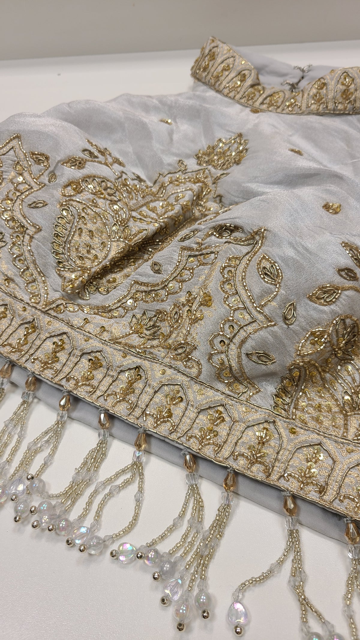 Grey Gold Zardozi Lehenga