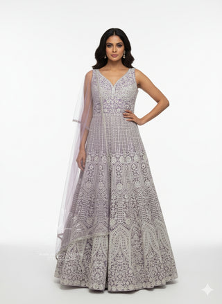 Lavender And Silvery Gown-Style