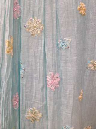 Aqua Blue Embroidered Kurta Set with Dupatta