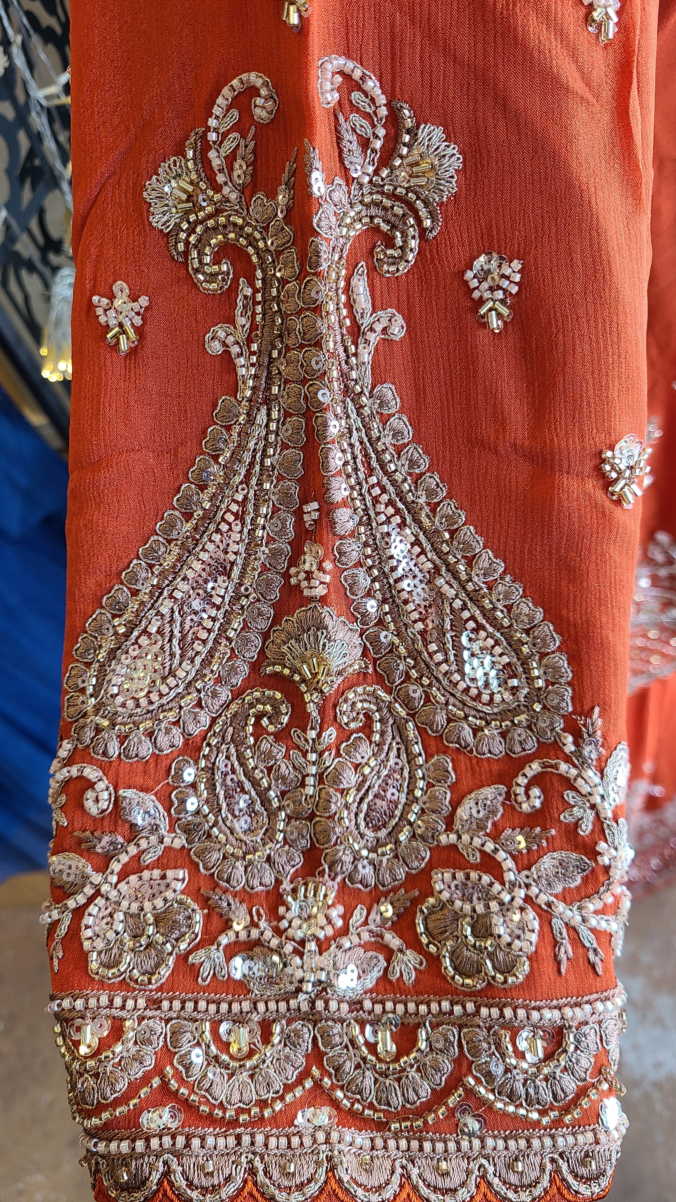 Orange silk sharara