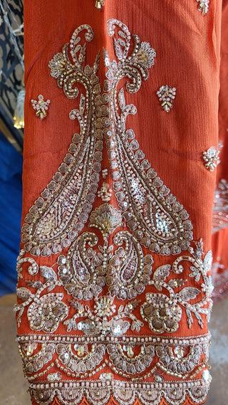 Orange silk sharara