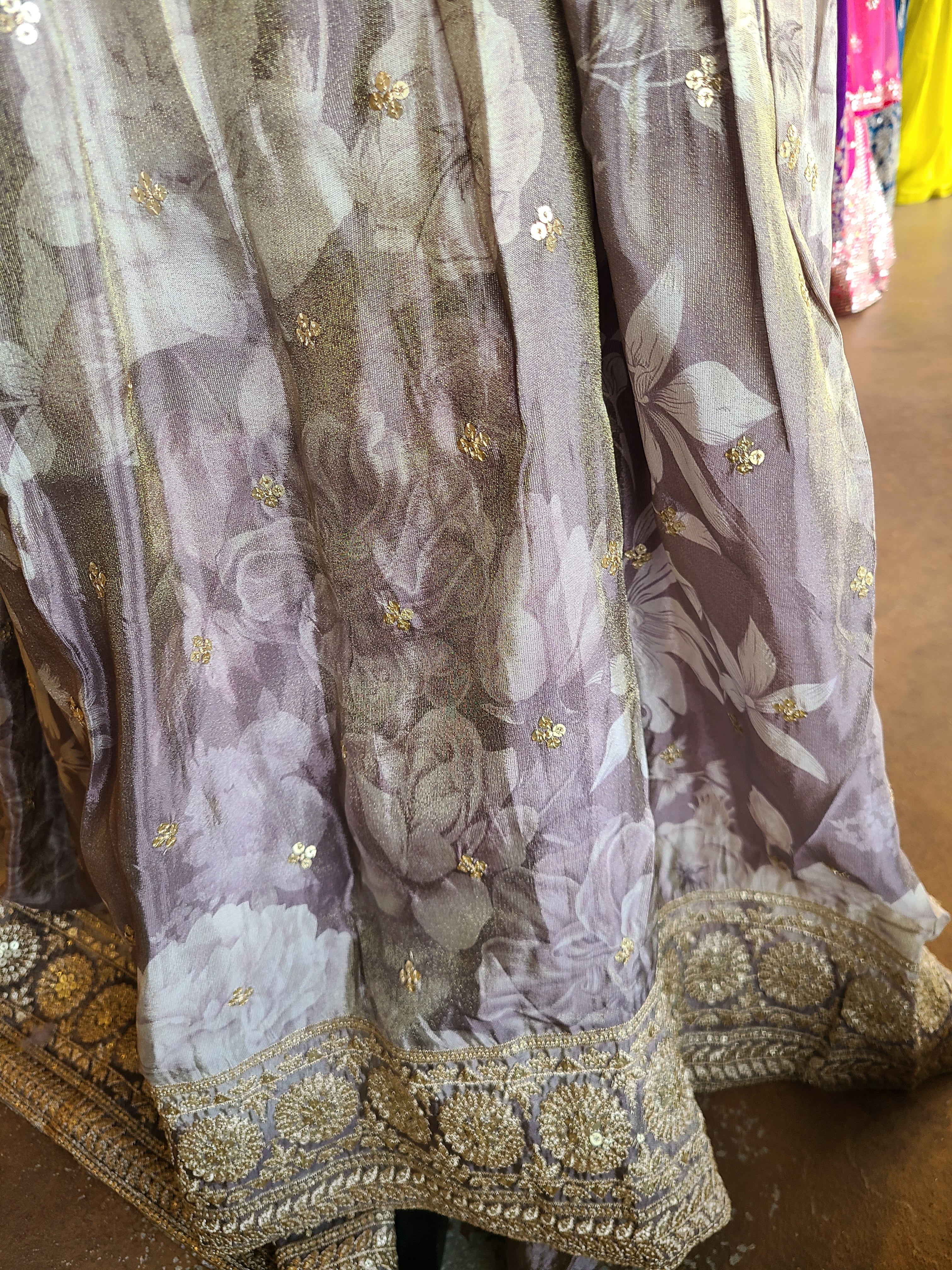 Royal Mauve Zari & Sequin Sharara Suit Set