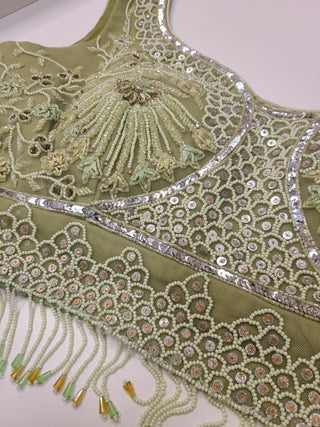 Sea Green Net Lehenga