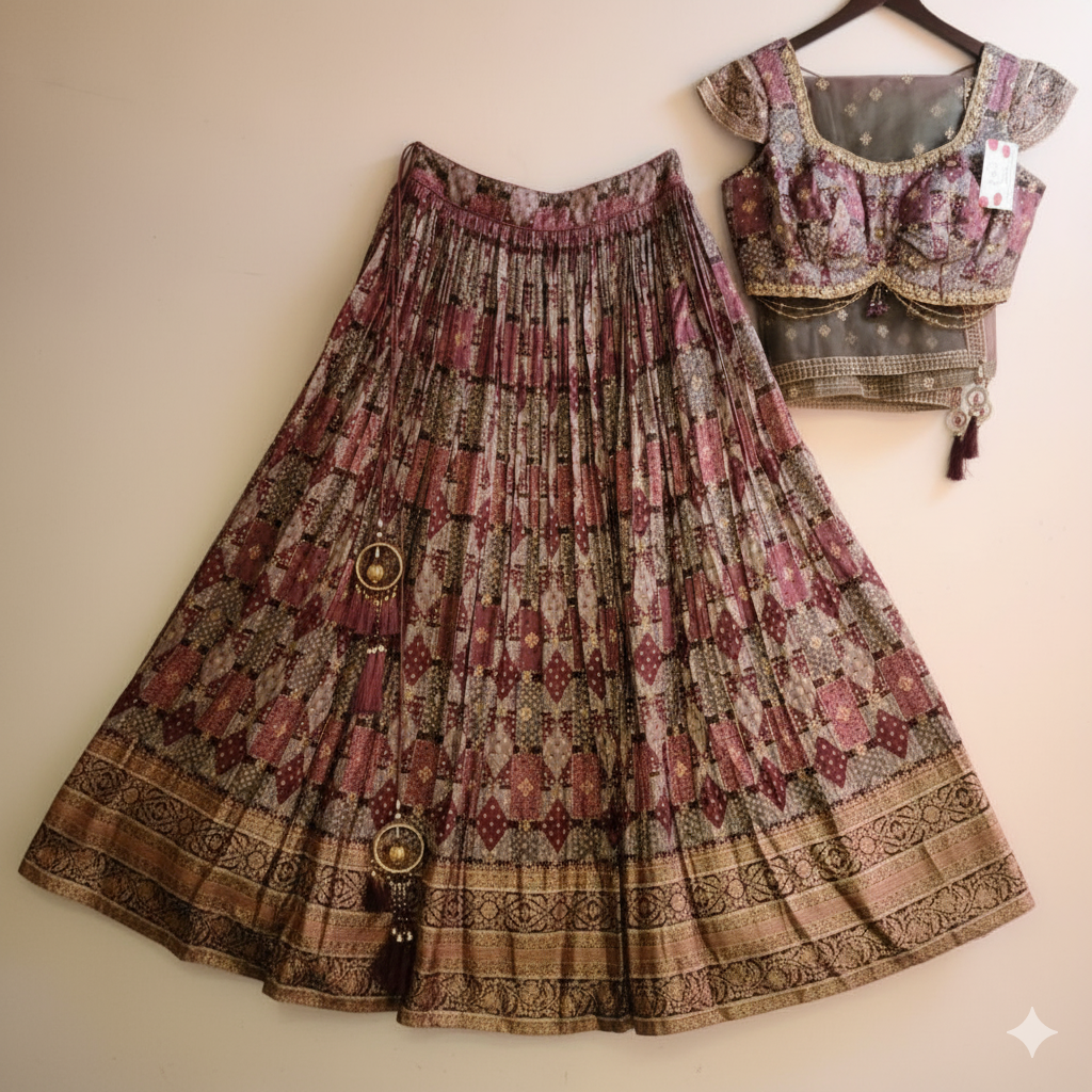Fall printed georgette lehenga