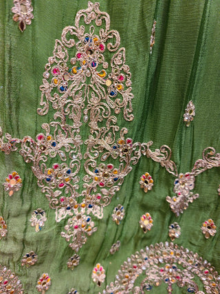 Forest Green Embroidered Anarkali Gown with Dupatta