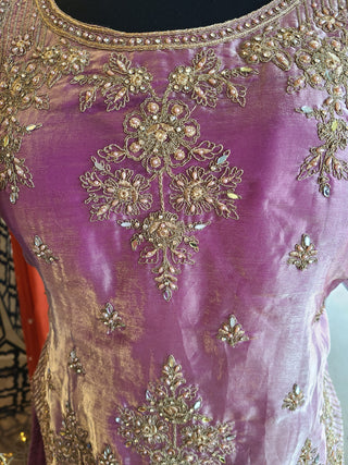 Royal Mauve Zari & Sequin Sharara Suit Set