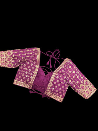 Purple Gold Embroidered Bridal Lehenga Set