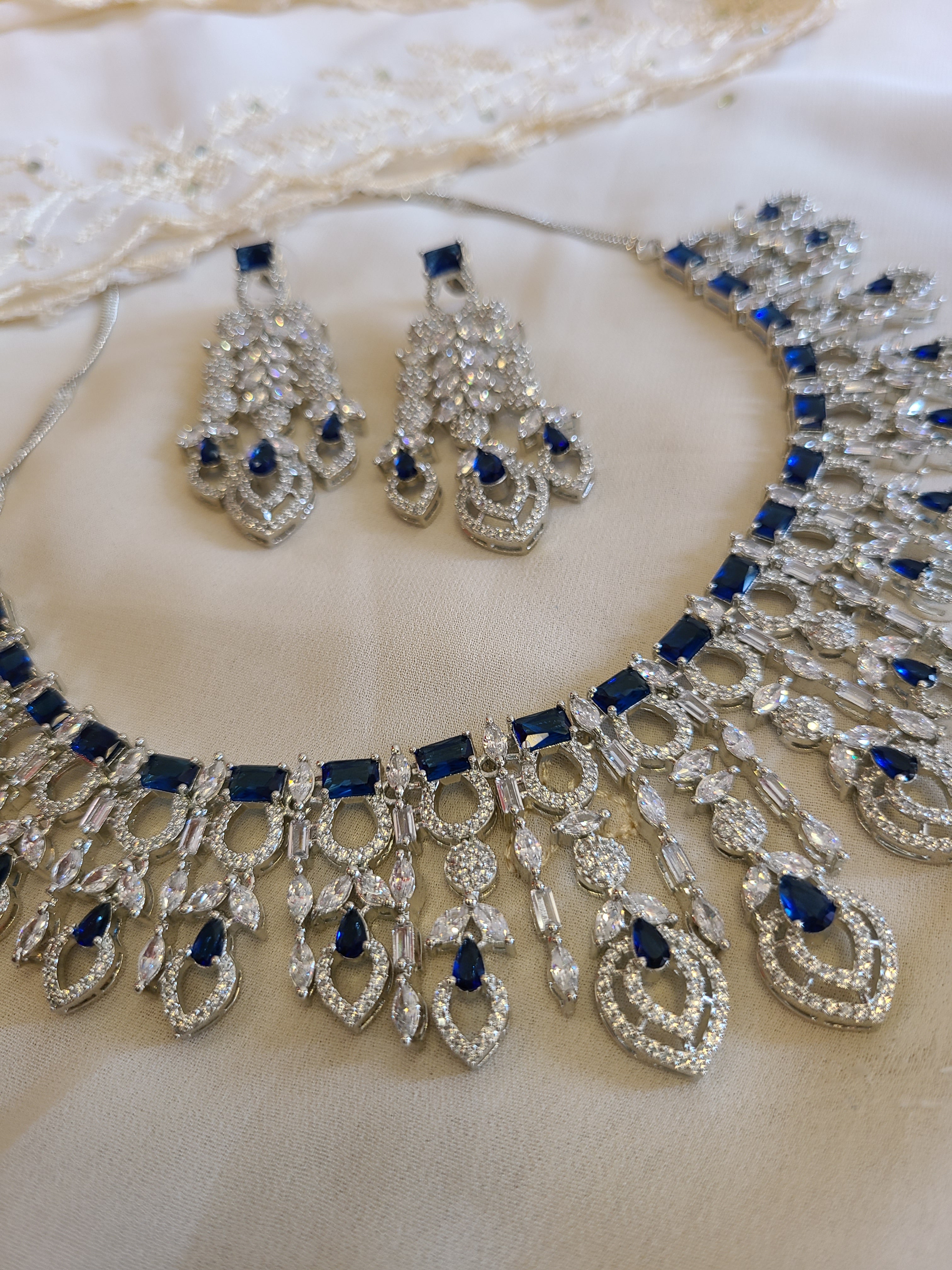 Blue CZ Necklace Set