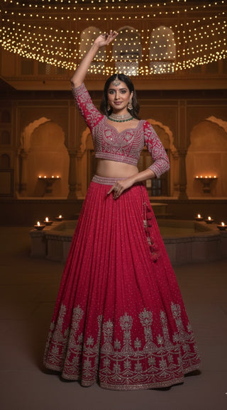 Pink & Gold Embroidered Lehenga