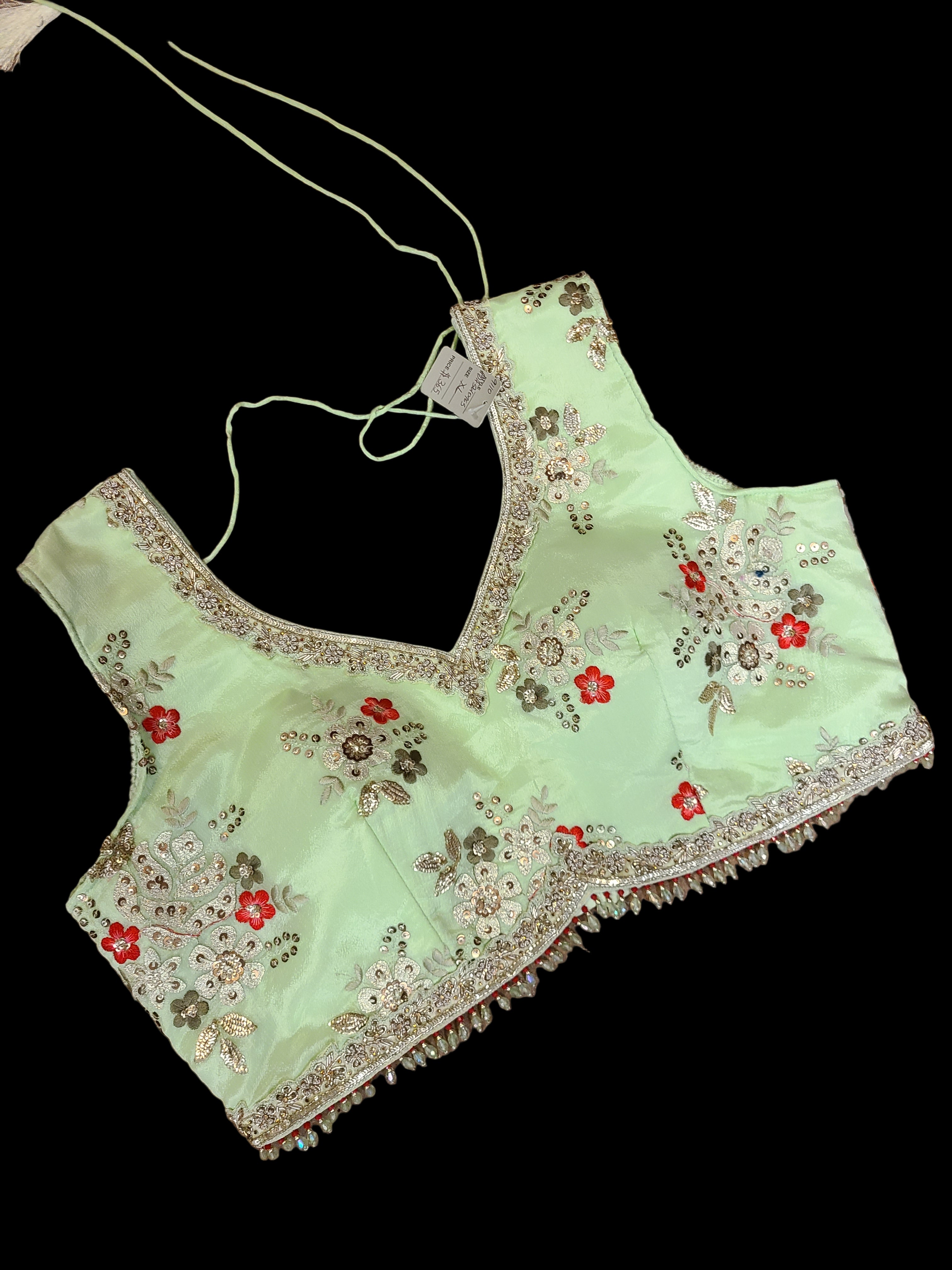 Mint Green Floral Embroidered Bridal Lehenga Set