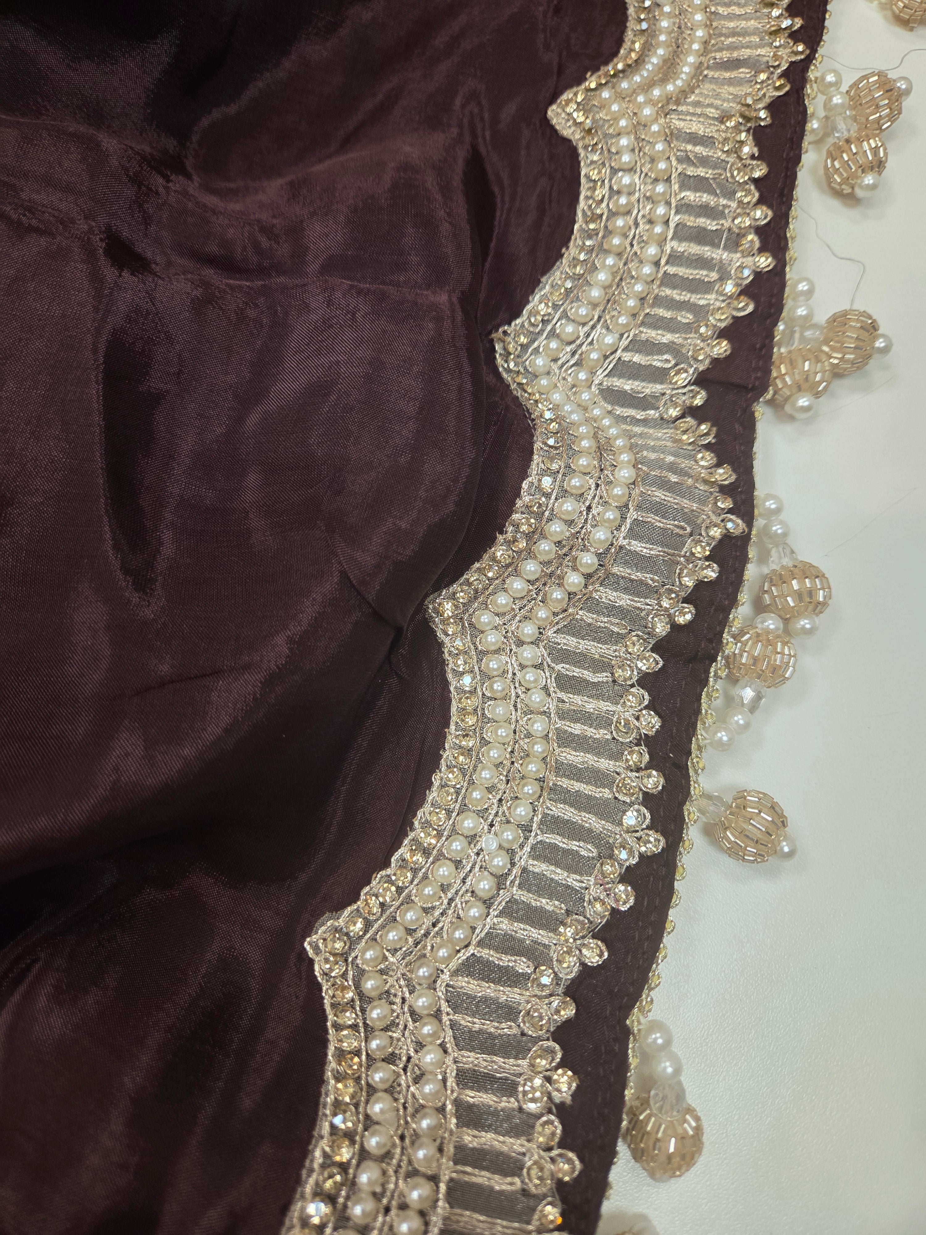 Chocolate Brown Backless Indowestern Set