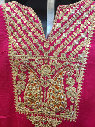 Pink Embroidered Kaftan with Floral Dupatta & Palazzo Set