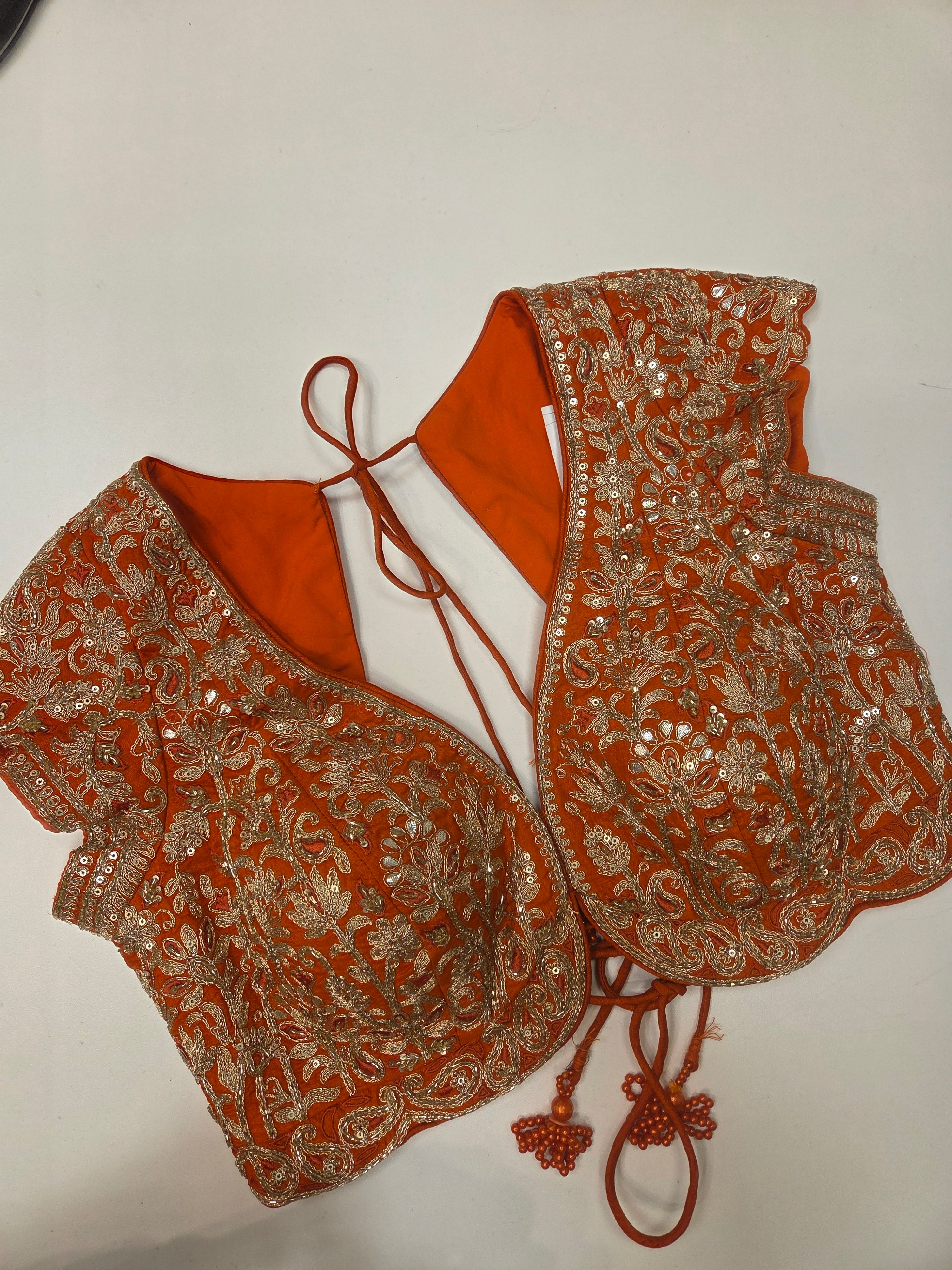 Orange Benarasi Floral Jaal Lehenga