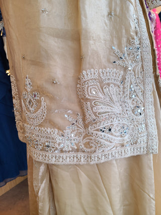 Champagne Gold Zari & Sequin Sharara Suit Set