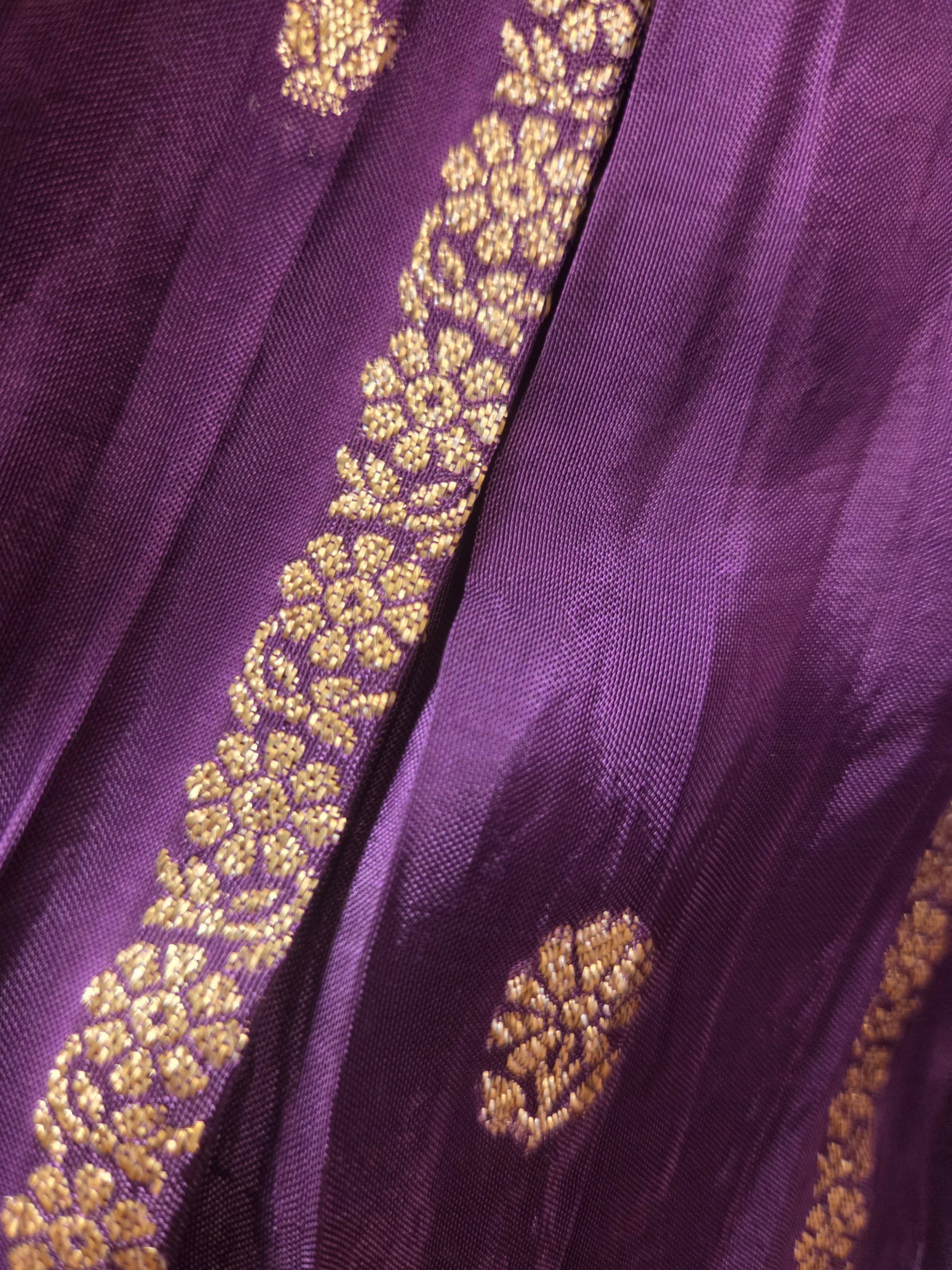 Deep Violet Floral Lehenga Set