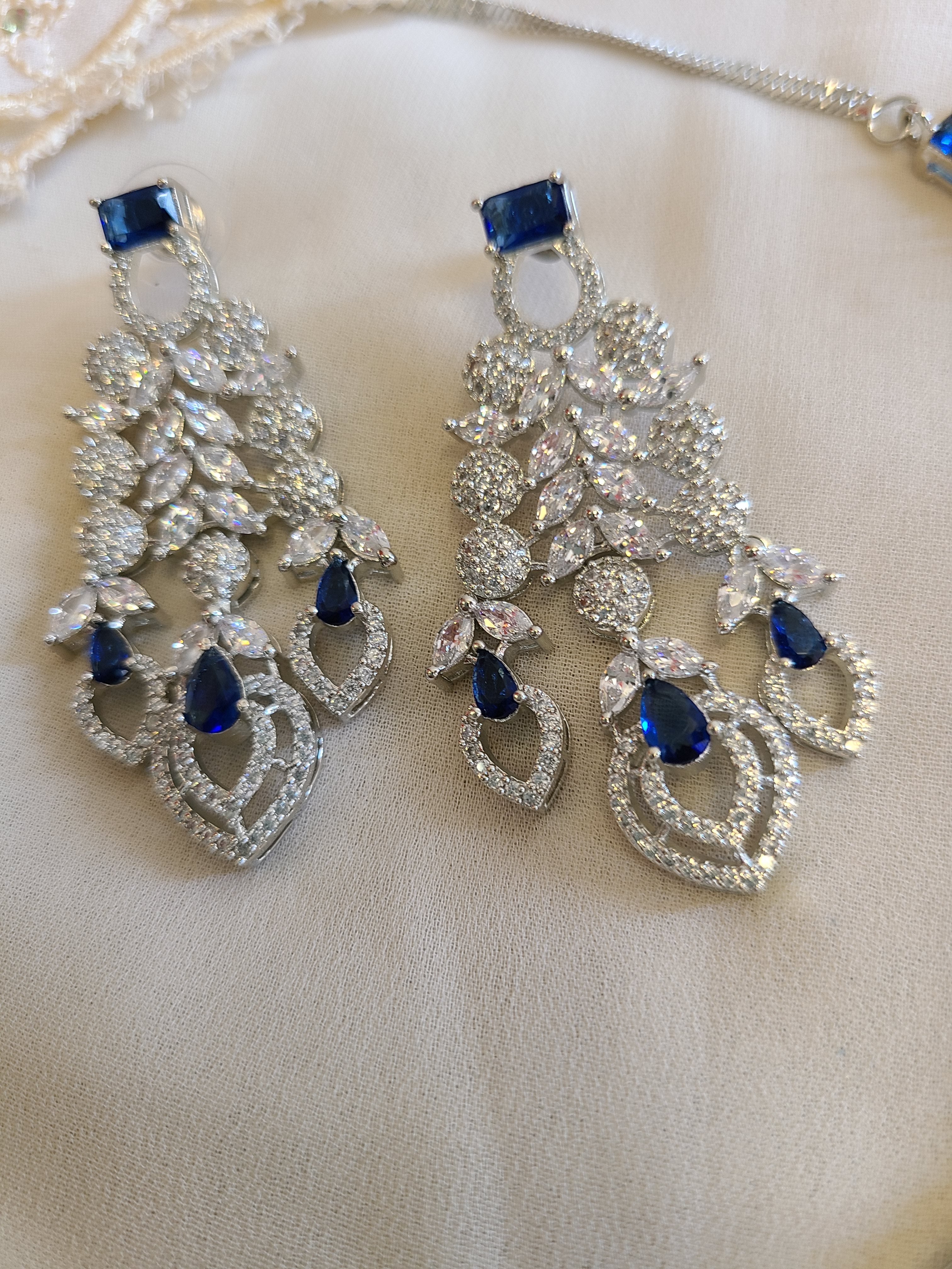 Blue CZ Necklace Set