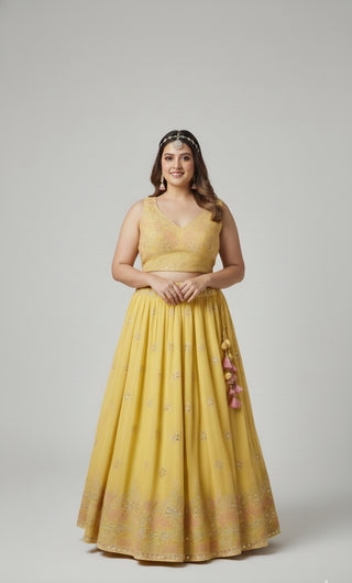 Lemon Yellow Haldi Lehenga