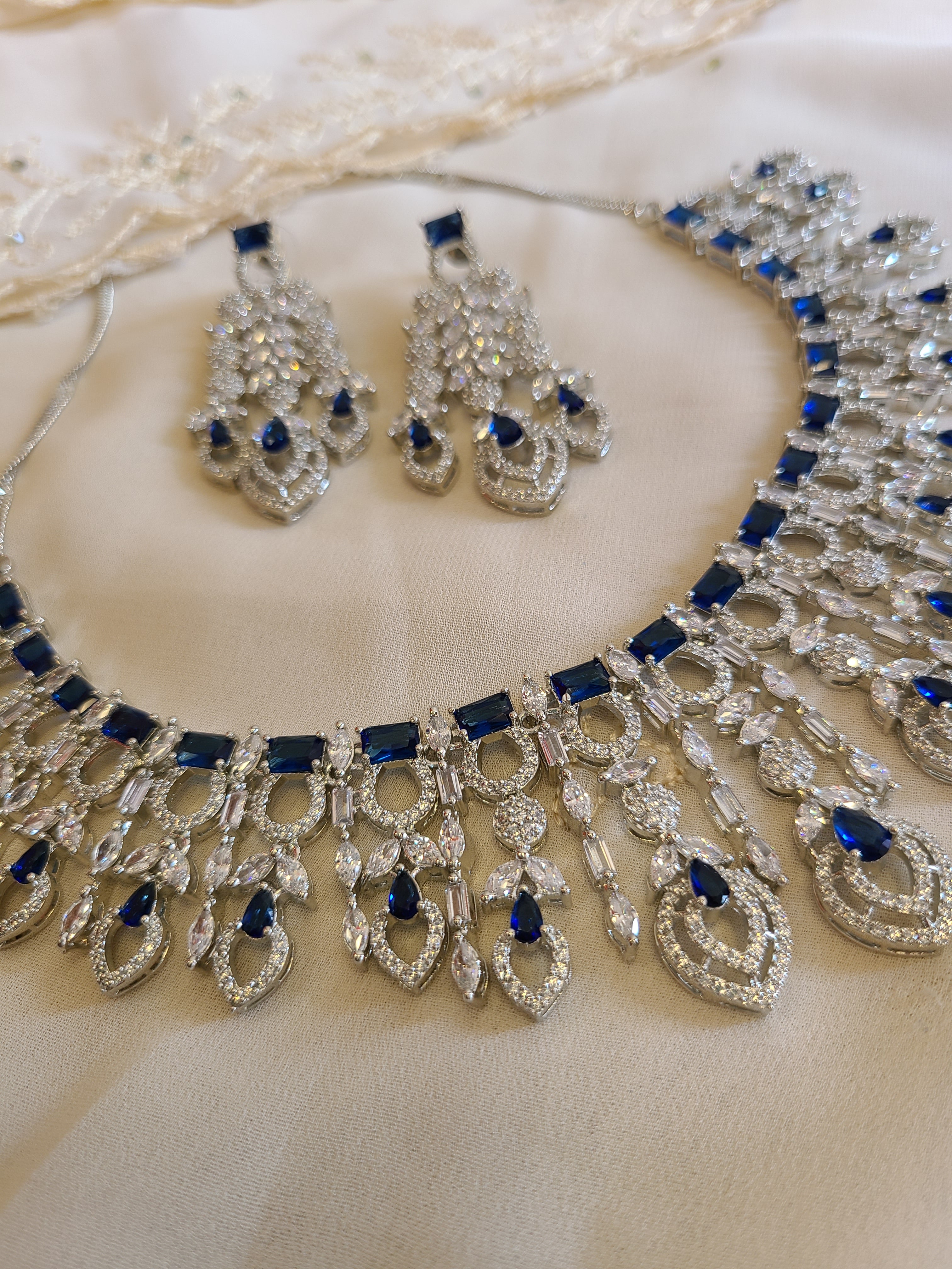 Blue CZ Necklace Set