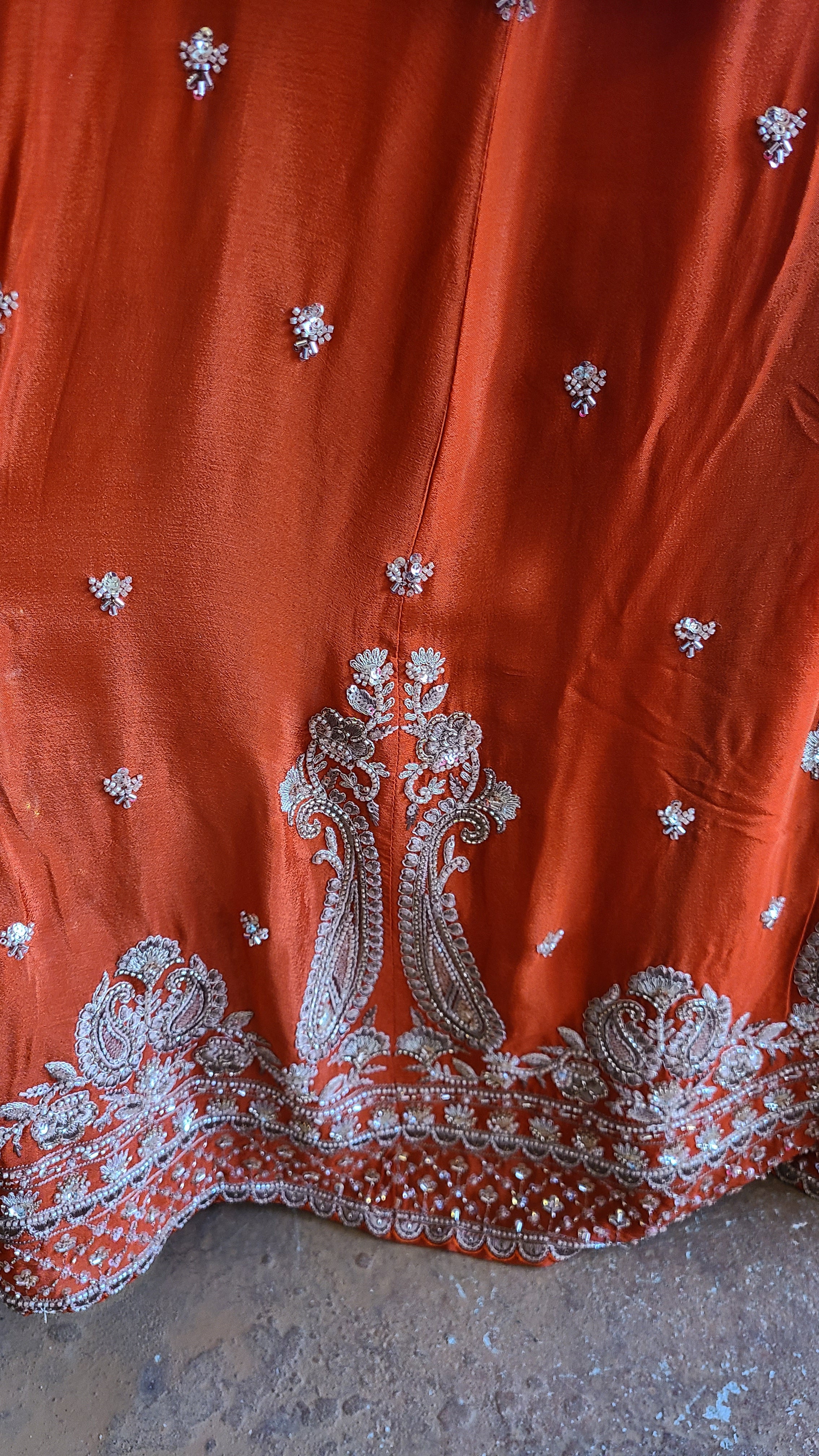 Orange silk sharara