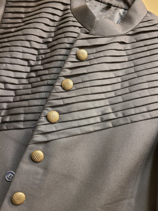 Sophisticated Black Diagonal Pleated Sherwani