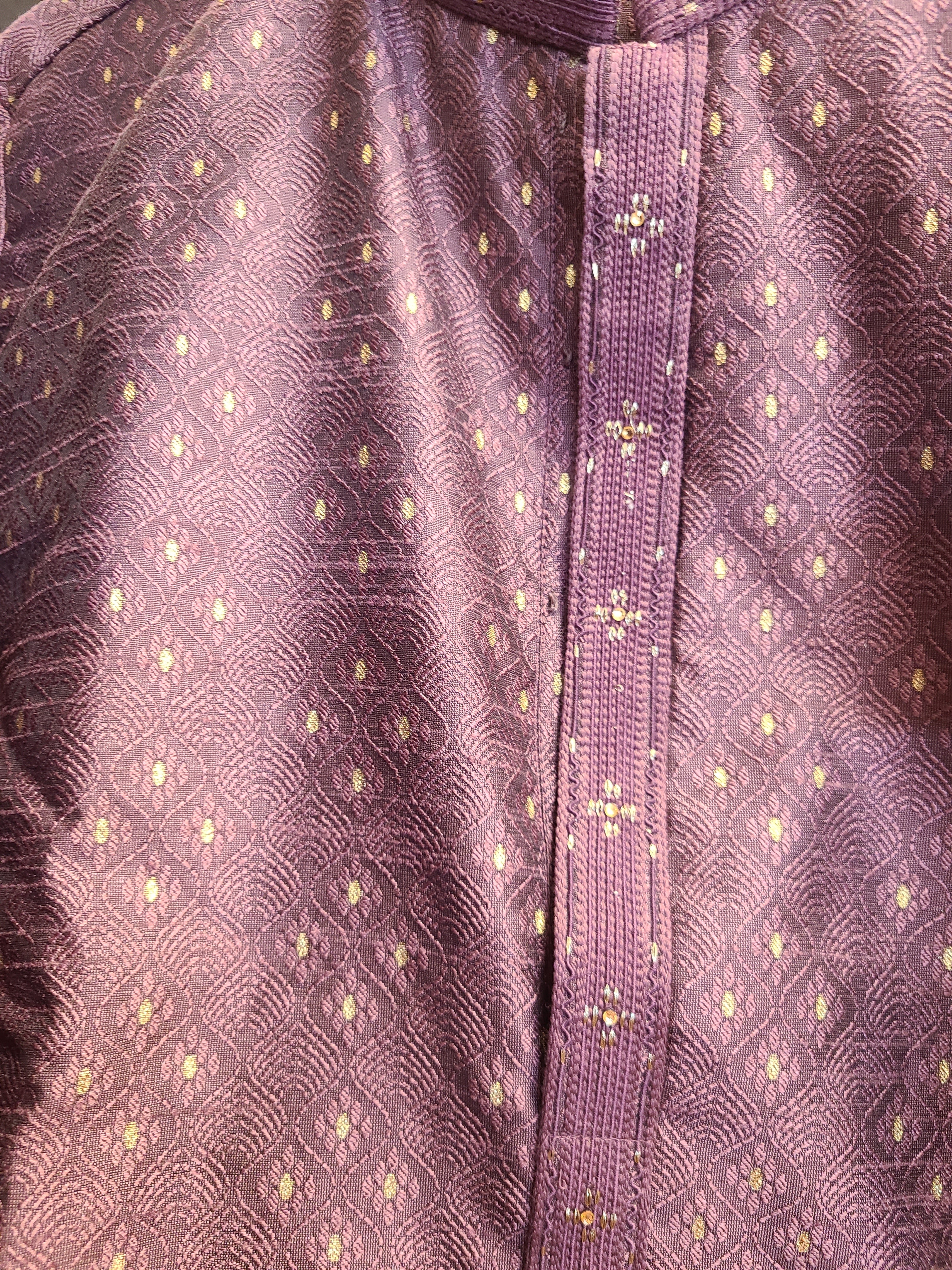 Wine Brocade Kurta Set